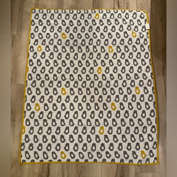 The Land of Nod Gray and Yellow Cotton Baby Blanket Quilt - Picture 3 of 6